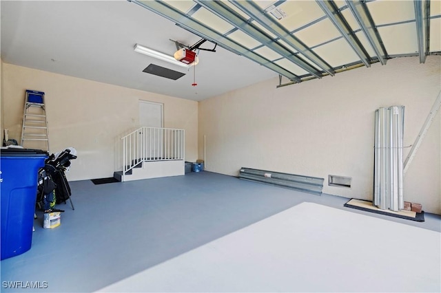 garage with a garage door opener