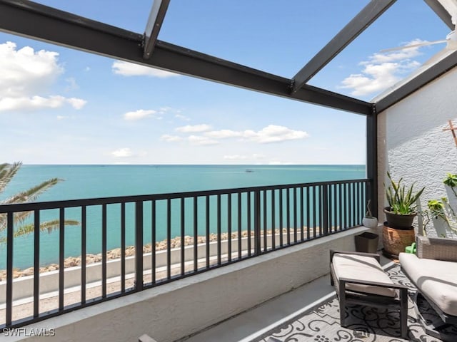 balcony with a water view