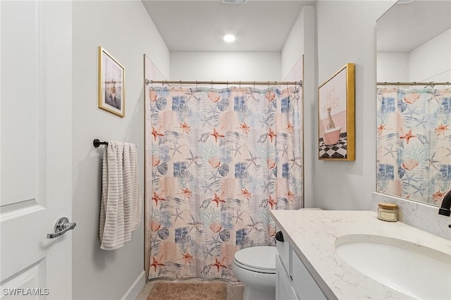 16000 Shoebutton Ct, North Fort Myers, FL 33917 - bathroom with toilet, a shower with shower curtain, and vanity