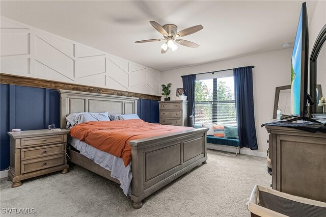 16000 Shoebutton Ct, North Fort Myers, FL 33917 - bedroom with baseboards, a ceiling fan, and light carpet