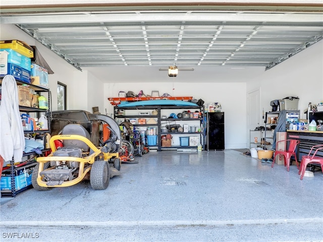 garage with a garage door opener