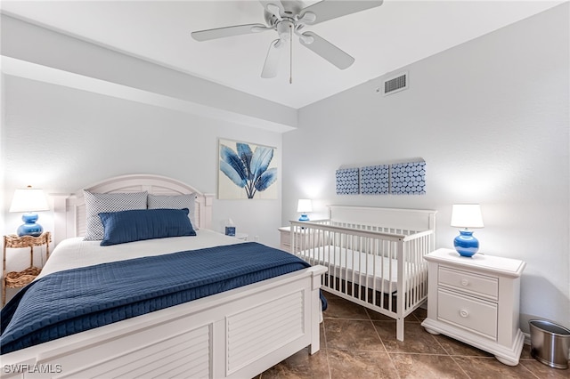 8115 Celeste Dr Unit 6110, Naples, FL 34113 - bedroom with tile patterned flooring, ceiling fan, and visible vents