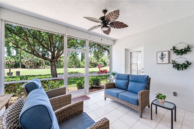 8115 Celeste Dr Unit 6110, Naples, FL 34113 - sunroom featuring an outdoor living space and a ceiling fan