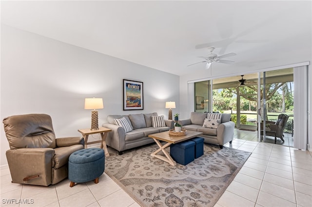 8115 Celeste Dr Unit 6110, Naples, FL 34113 - living area featuring light tile patterned floors and a ceiling fan