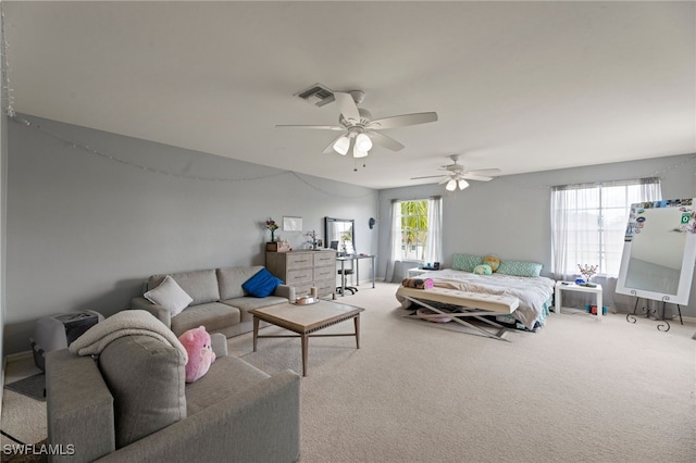 12541 Allendale Cir, Fort Myers, FL 33912 - carpeted bedroom with a ceiling fan and visible vents