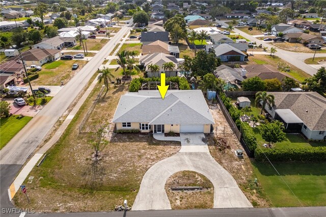 aerial view with a residential view