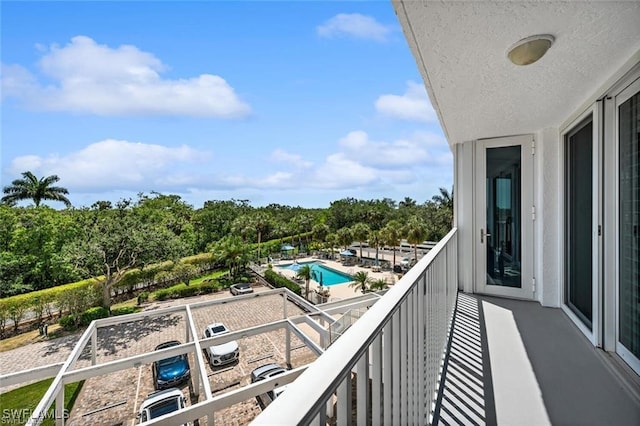 balcony with view of pool
