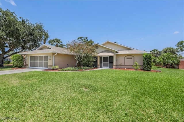 6731 Blake Pledger Ct, North Fort Myers, FL 33917 - single story home with a garage, stucco siding, concrete driveway, and a front yard