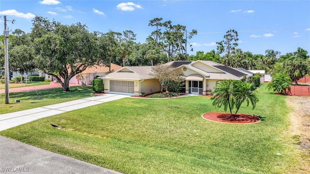 6731 Blake Pledger Ct, North Fort Myers, FL 33917 - single story home with stucco siding, driveway, a front lawn, and a garage