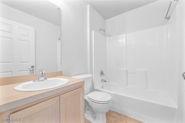 1401 NW 16th Pl, Cape Coral, FL 33993 - bathroom with toilet, vanity, shower / washtub combination, and tile patterned flooring