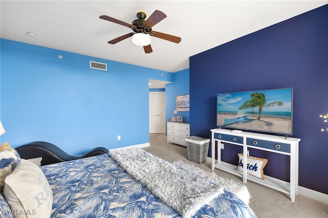 3414 Hancock Bridge Pkwy Unit 502, North Fort Myers, FL 33903 - carpeted bedroom with baseboards and a ceiling fan