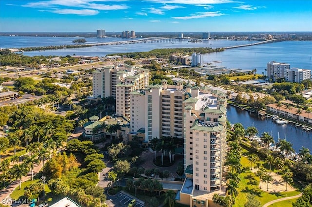 3414 Hancock Bridge Pkwy Unit 502, North Fort Myers, FL 33903 - drone / aerial view of a notable bridge, a nearby body of water, and apartment complex / building
