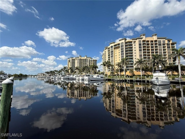 3414 Hancock Bridge Pkwy Unit 502, North Fort Myers, FL 33903 - water view featuring a boat dock