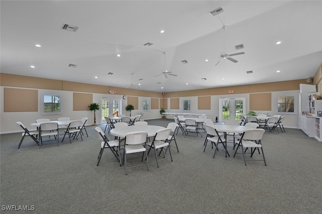 25804 Cockleshell Dr Unit 216, Bonita Springs, FL 34135 - carpeted dining space with recessed lighting, healthy amount of natural light, and ceiling fan
