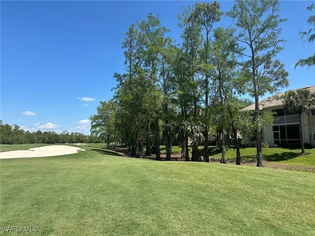 view of home's community with a yard and golf course view