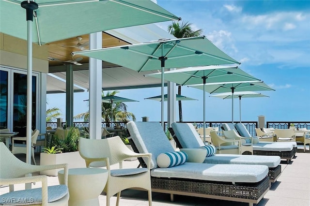 view of patio / terrace with outdoor lounge area and a balcony