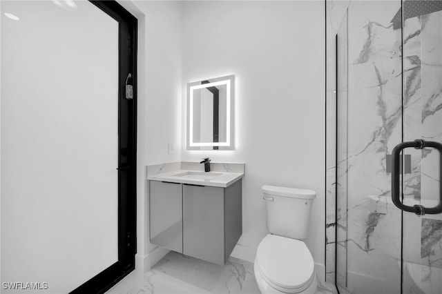 4026 SE 3rd Ave, Cape Coral, FL 33904 - full bath featuring baseboards, vanity, toilet, marble finish floor, and a marble finish shower