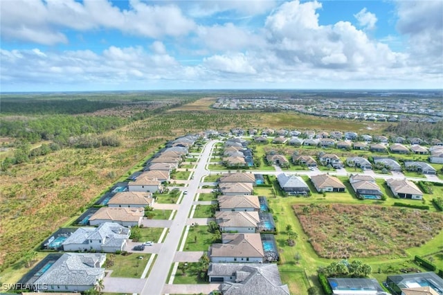 drone / aerial view with a residential view