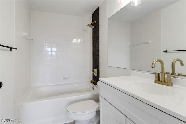 full bathroom featuring vanity, toilet, and shower / bathtub combination