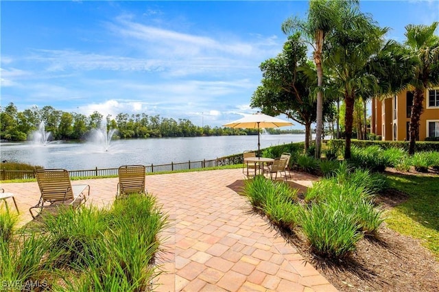 view of community featuring a water view