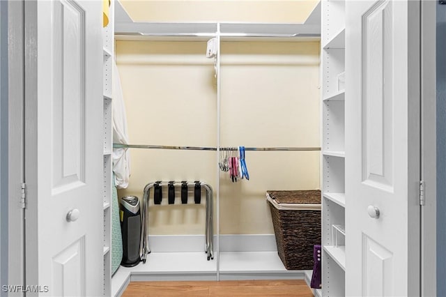 walk in closet featuring wood finished floors