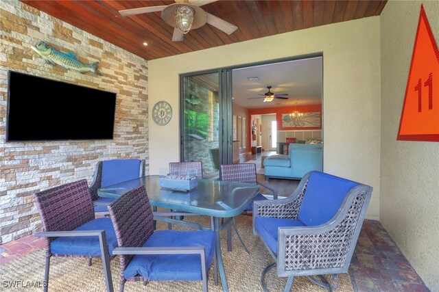 20263 Cypress Shadows Blvd, Estero, FL 33928 - view of patio featuring outdoor dining space and ceiling fan