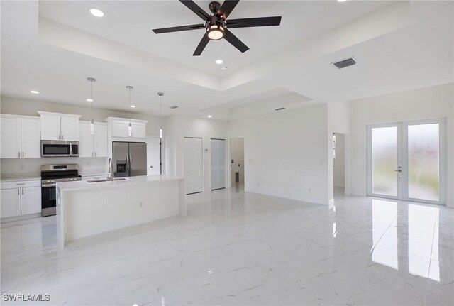 6016 Joplin Ave, Fort Myers, FL 33905 - kitchen featuring french doors, visible vents, open floor plan, stainless steel appliances, and recessed lighting