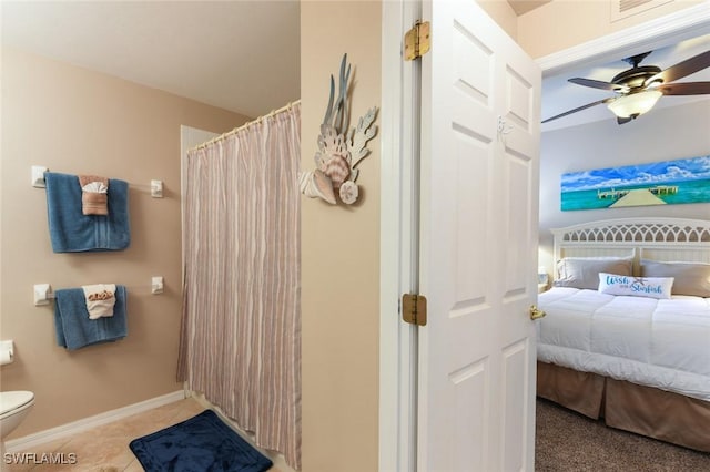 11019 Mill Creek Way Unit 903, Fort Myers, FL 33913 - ensuite bathroom featuring connected bathroom, ceiling fan, toilet, tile patterned floors, and baseboards
