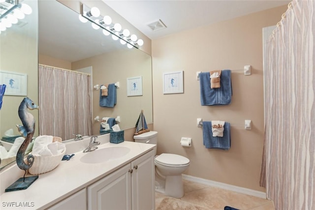 11019 Mill Creek Way Unit 903, Fort Myers, FL 33913 - bathroom with visible vents, tile patterned floors, baseboards, vanity, and toilet