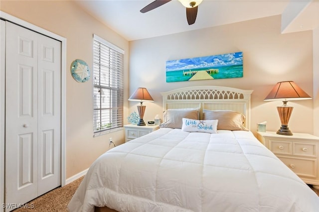 11019 Mill Creek Way Unit 903, Fort Myers, FL 33913 - bedroom featuring baseboards, multiple windows, carpet flooring, and ceiling fan