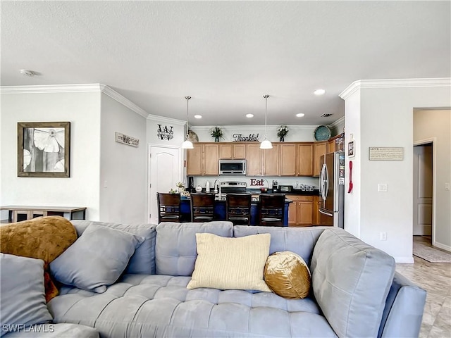 2846 Via Piazza Loop, Fort Myers, FL 33905 - living area featuring recessed lighting, baseboards, and ornamental molding