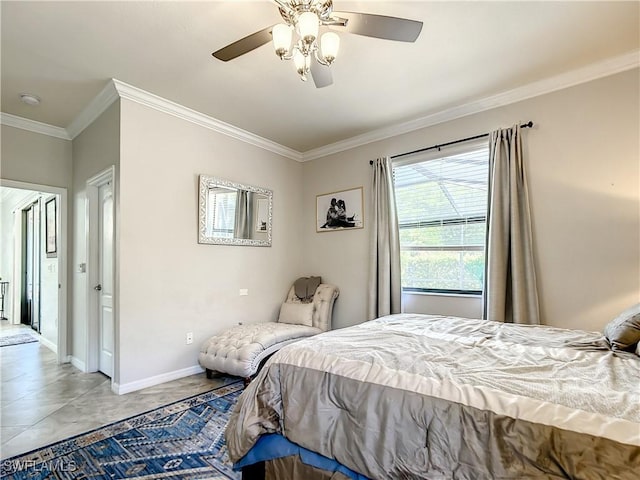 2846 Via Piazza Loop, Fort Myers, FL 33905 - bedroom with ceiling fan, ornamental molding, and baseboards