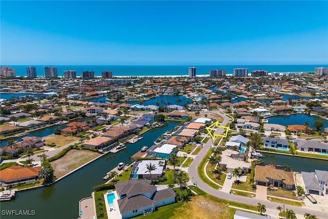 931 Snowberry Ct, Marco Island, FL 34145 - bird's eye view featuring a water view and a residential view
