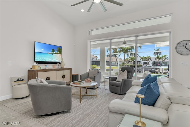 931 Snowberry Ct, Marco Island, FL 34145 - living room featuring ceiling fan and baseboards