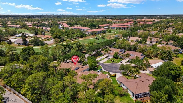 bird's eye view with a residential view