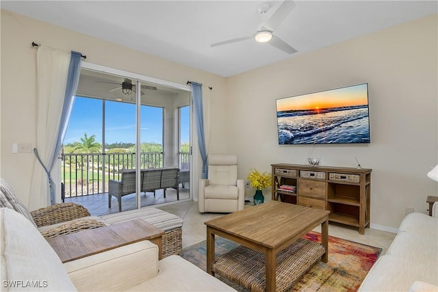 7505 Stoneybrook Dr Unit 746, Naples, FL 34112 - living area with tile patterned flooring and ceiling fan