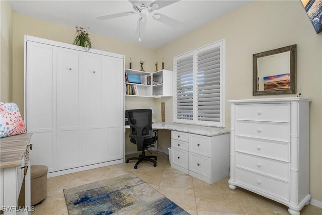 7505 Stoneybrook Dr Unit 746, Naples, FL 34112 - office area featuring light tile patterned floors and ceiling fan