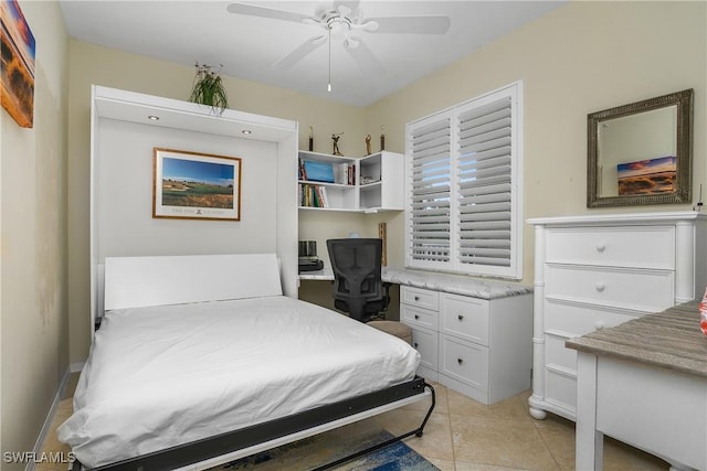 7505 Stoneybrook Dr Unit 746, Naples, FL 34112 - bedroom with light tile patterned floors and a ceiling fan