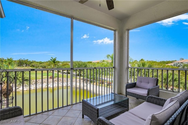 7505 Stoneybrook Dr Unit 746, Naples, FL 34112 - balcony with a sunroom and a ceiling fan