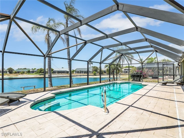 11526 Forest Mere Dr, Bonita Springs, FL 34135 - outdoor pool with a patio area, a water view, and a lanai