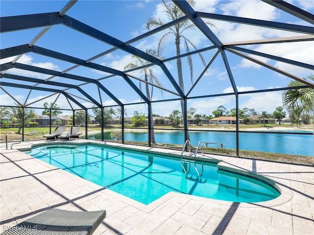 11526 Forest Mere Dr, Bonita Springs, FL 34135 - pool featuring a water view, a lanai, and a patio