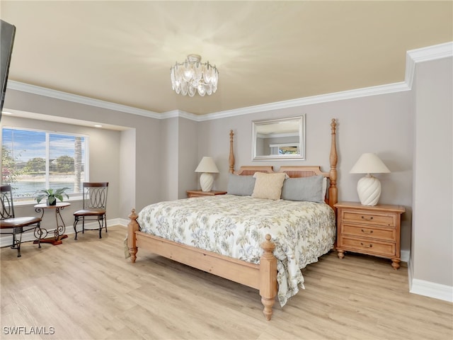11526 Forest Mere Dr, Bonita Springs, FL 34135 - bedroom featuring baseboards, ornamental molding, and light wood finished floors