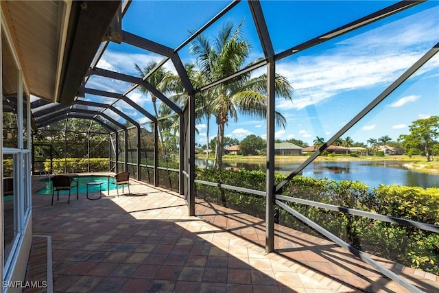 exterior space featuring a water view
