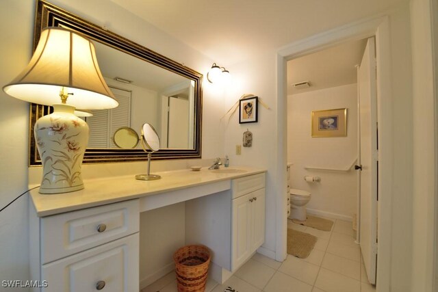 25402 Golf Lake Cir Unit 114, Bonita Springs, FL 34135 - bathroom featuring tile patterned flooring, visible vents, toilet, and vanity