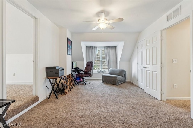 239 Leawood Cir, Naples, FL 34104 - sitting room with carpet flooring, ceiling fan, and baseboards