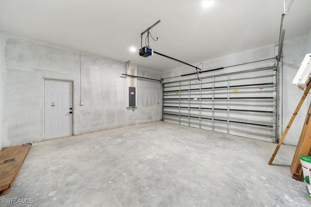 836 Clow St E, Lehigh Acres, FL 33974 - garage with electric panel and a garage door opener