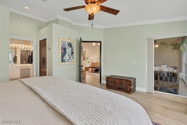 10225 Bismark Palm Way Unit 1626, Fort Myers, FL 33966 - bedroom featuring wood finished floors, crown molding, a ceiling fan, recessed lighting, and baseboards