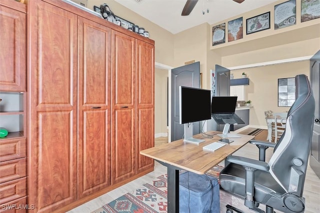 10225 Bismark Palm Way Unit 1626, Fort Myers, FL 33966 - office with a ceiling fan and light wood-style floors