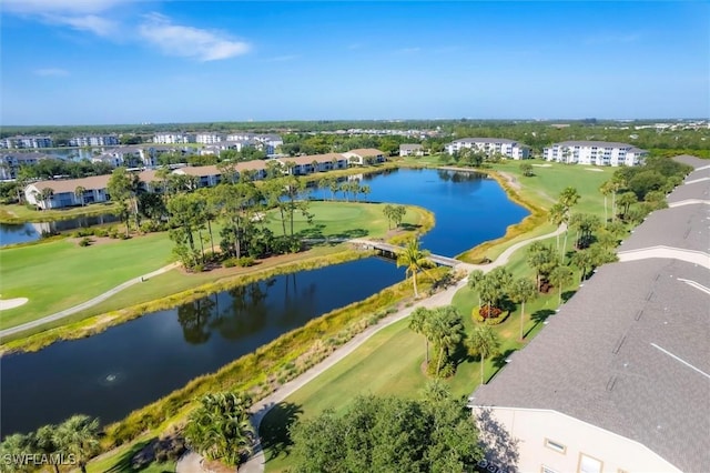10225 Bismark Palm Way Unit 1626, Fort Myers, FL 33966 - drone / aerial view of a golf club, a large body of water, and apartment complex