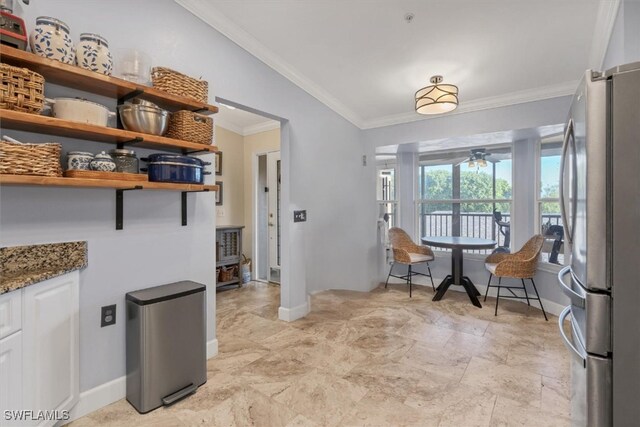 10225 Bismark Palm Way Unit 1626, Fort Myers, FL 33966 - foyer with baseboards, ornamental molding, and a ceiling fan